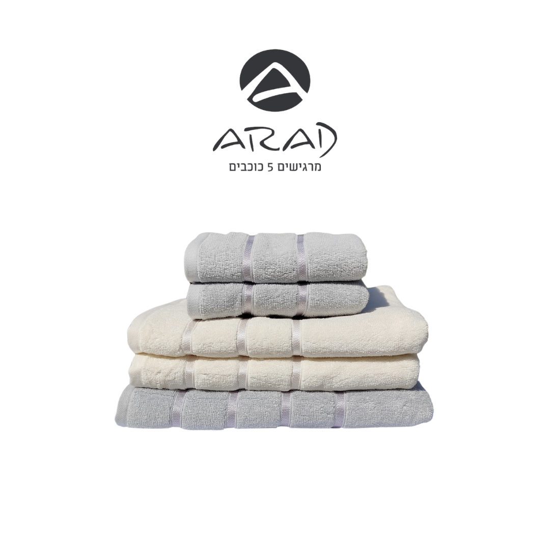 מארז מגבות דגם קיטה אפור ושמנת