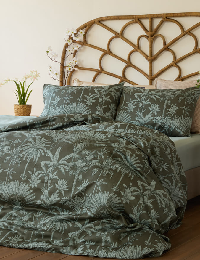 סט מצעים כותנה סאטן פארקי ירוק