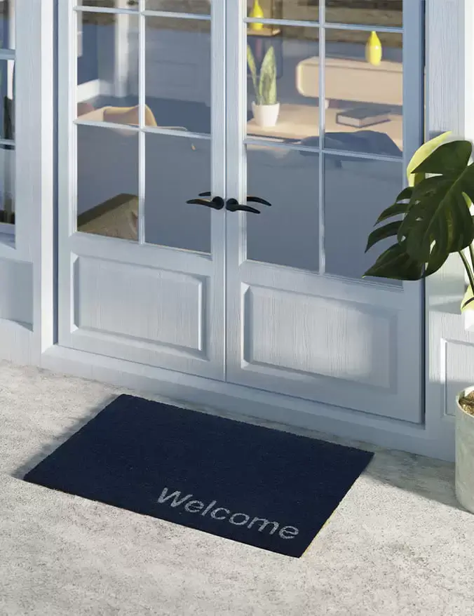 שטיח כניסה לבית “WELCOME” כחול