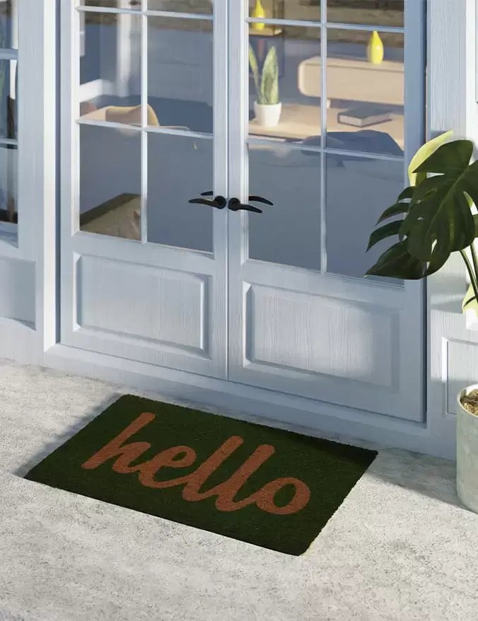 שטיח כניסה לבית “HELLO” ירוק